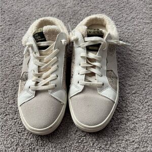 Vintage Havana White and Cream Sneakers with Fur Shearling Lining